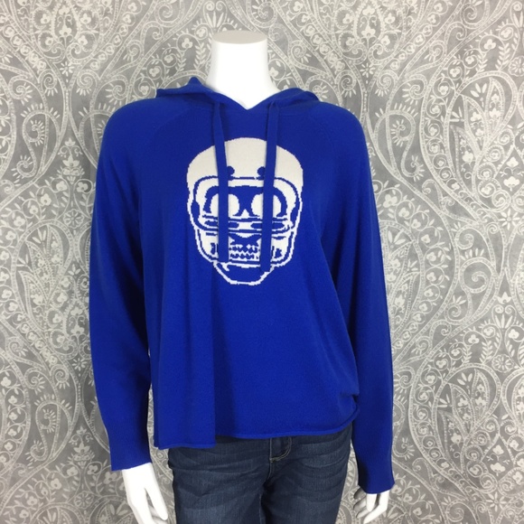 360 Cashmere Sweaters - NWT Skull Cashmere Collegiate Hoodie Sweater Blue